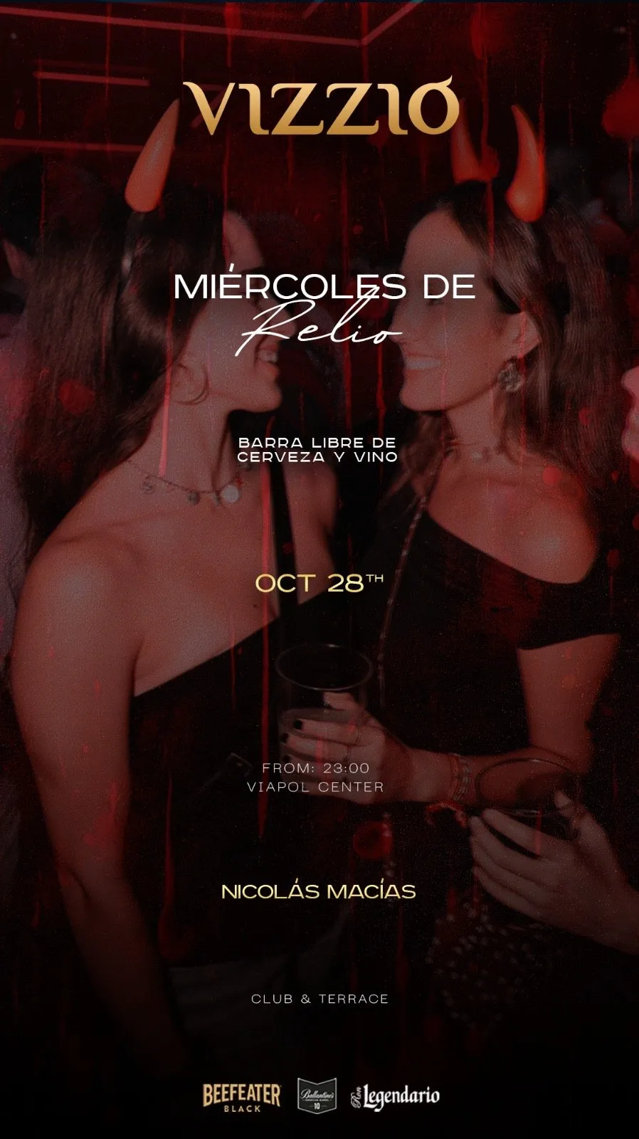 Flyer de 🤯 MIÉRCOLES DE RELIO 🤯 en Vizzio Club (Sevilla), miércoles 28 de octubre de 2026